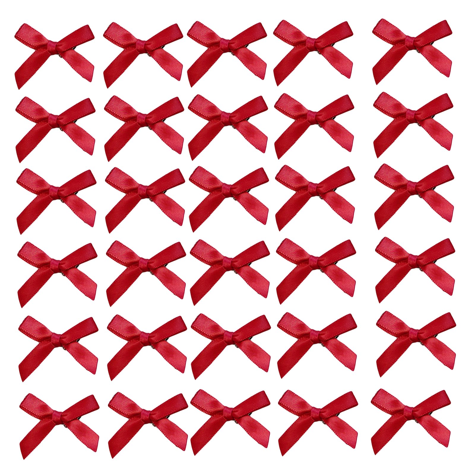 AWOCAN 30PCS Bow Hair Clips Mini Hair Bows Hair Ribbon Clips Small Bowknot Barrettes Sweet Little Bow Hair Ribbon Alligator Clips Solid Color Non-Slip for Women (RED)