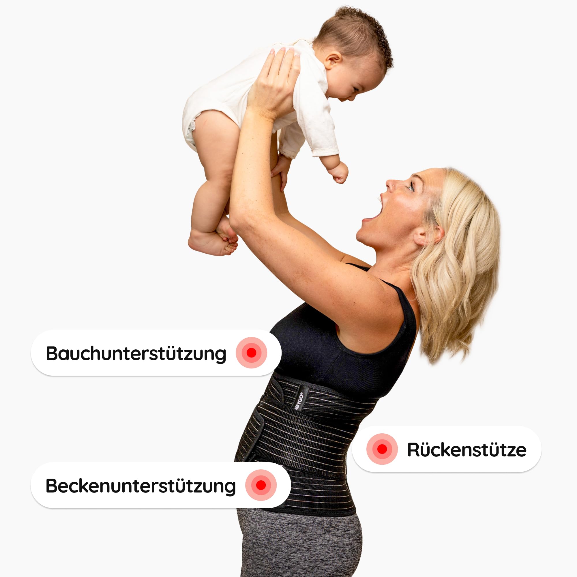 BABYGO Bauchgurt nach Geburt & Kaiserschnitt | Postpartum Gürtel zur Rückbildung | Bauchband für Schwangerschaft & OP | Unterwäsche für Schwangere (Black, Einheitsgröße)