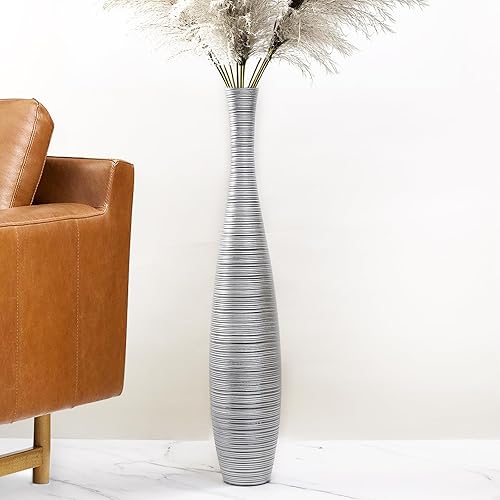 Rocendlor Jarrón alto de suelo de 27.5 pulgadas (27.6 in, 2.3 pies) de alto, resistente y lujoso, jarrón para decoración del hogar de campo, sala de