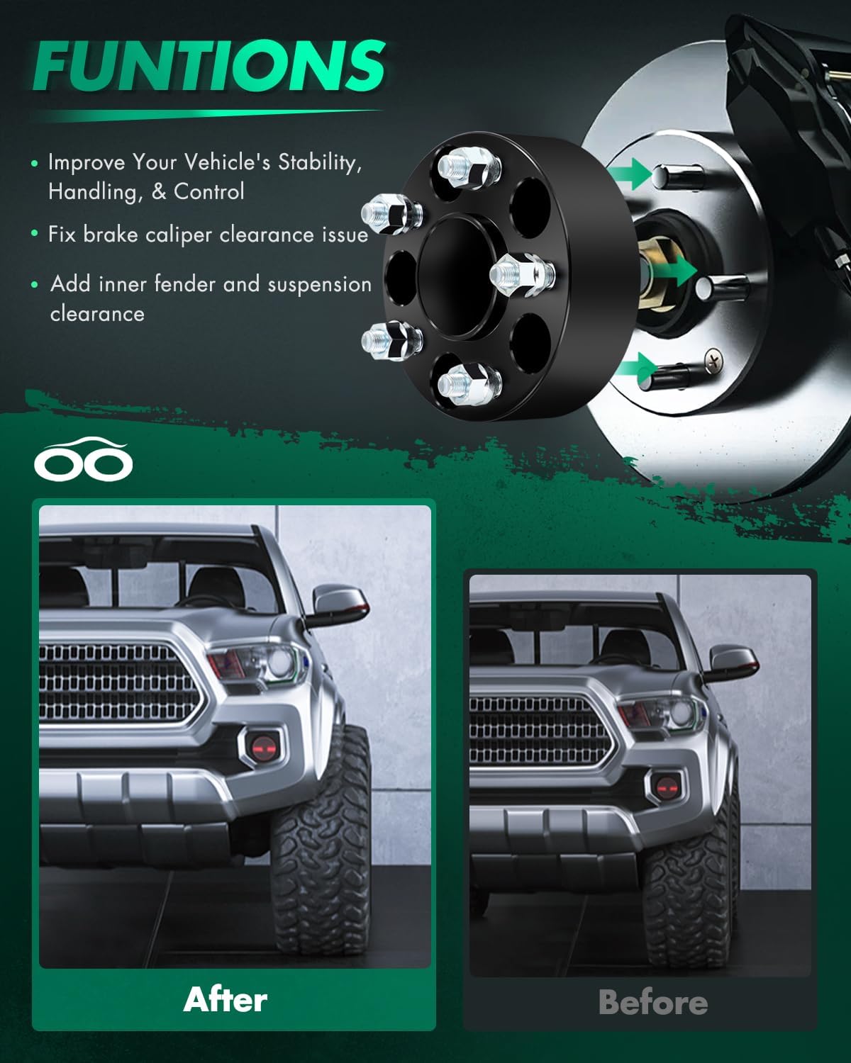 SCITOO 4Pcs 5x4.5 Wheel Spacers 2" Bore 66.1mm Studs 12x1.25 5Lug Wheel Spacers Fit for Nissan 240SX 1995-1998, 300ZX 1984-1996, 350Z 2003-2009, 370Z 2009-2021, Altima 2002-2022