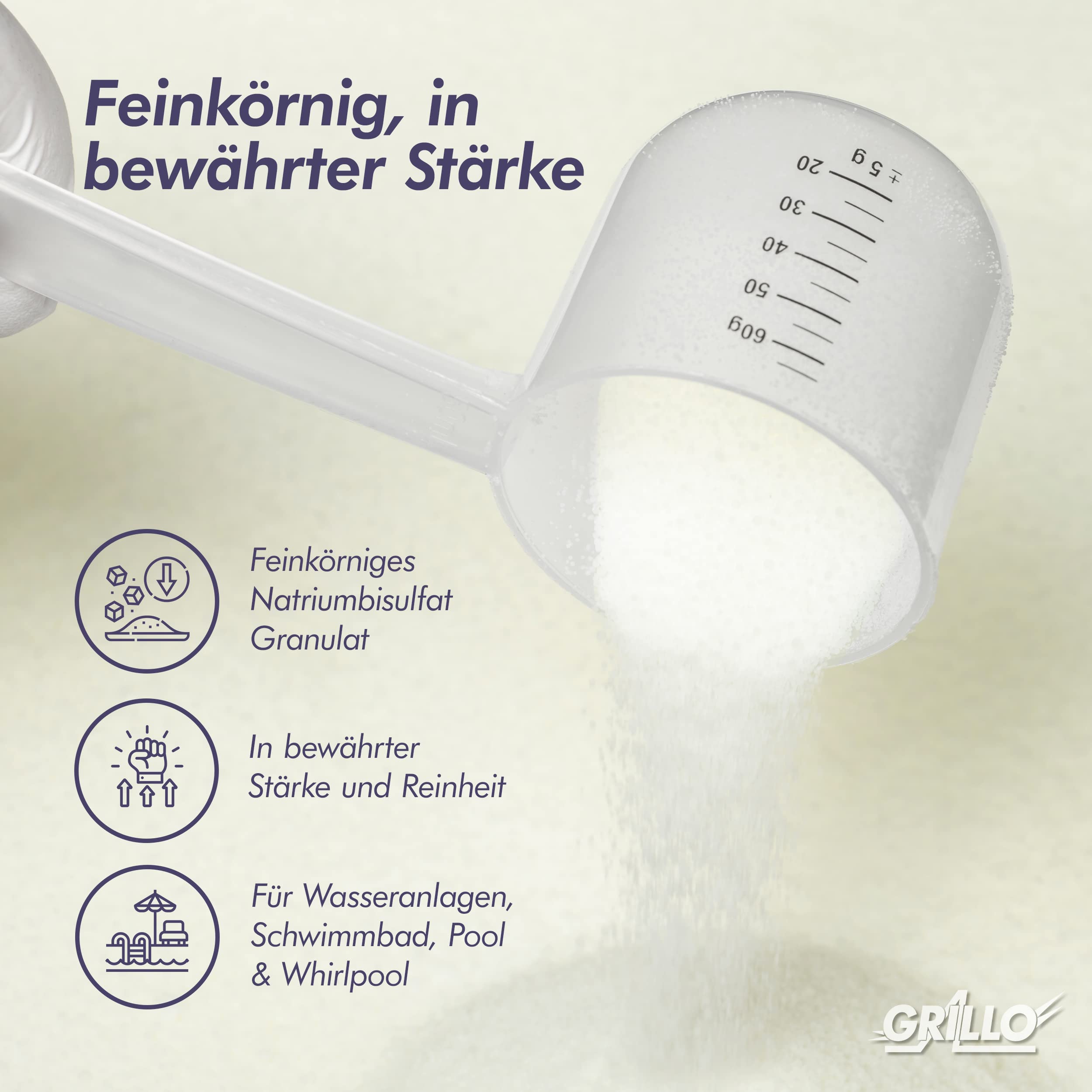 Grillo pH-Minus Granulat, pH-Senker zur Pool-Wasser-Pflege, leicht löslich, effektive pH-Senkung - 25kg