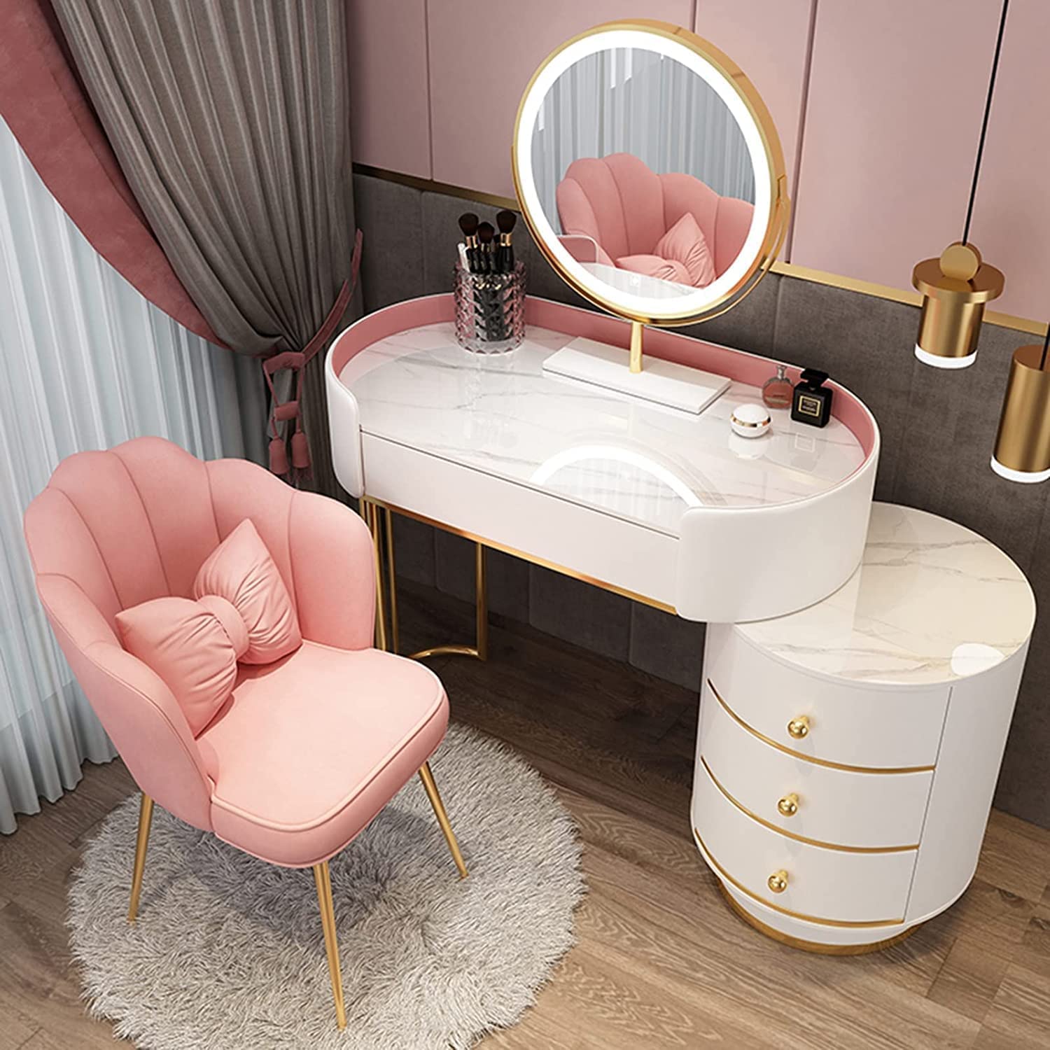 Girls Bedroom Vanity Tables Costway 2 In 1 Kids Vanity Table And Stool