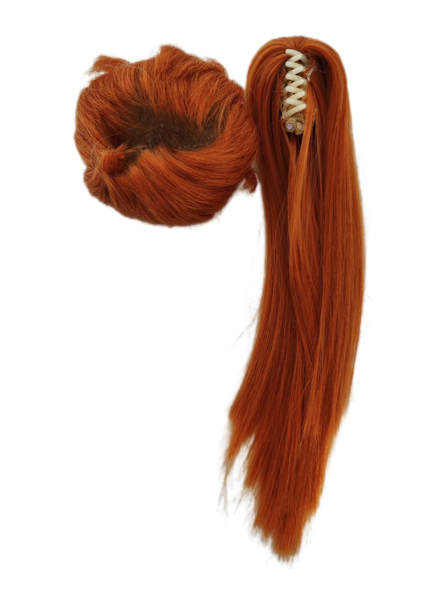 bjd sd 1/6 Short Hair carotte Wig with Ponytail Diagonal Bangs