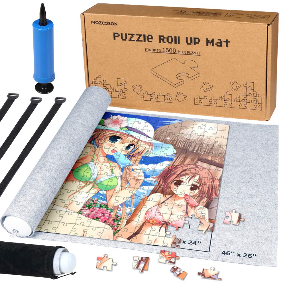 Mata do puzzli 500, 1000, 1500, 2000 elementów, przenośna podkładka do puzzli, podkładka do puzzli, mata do puzzli, szara