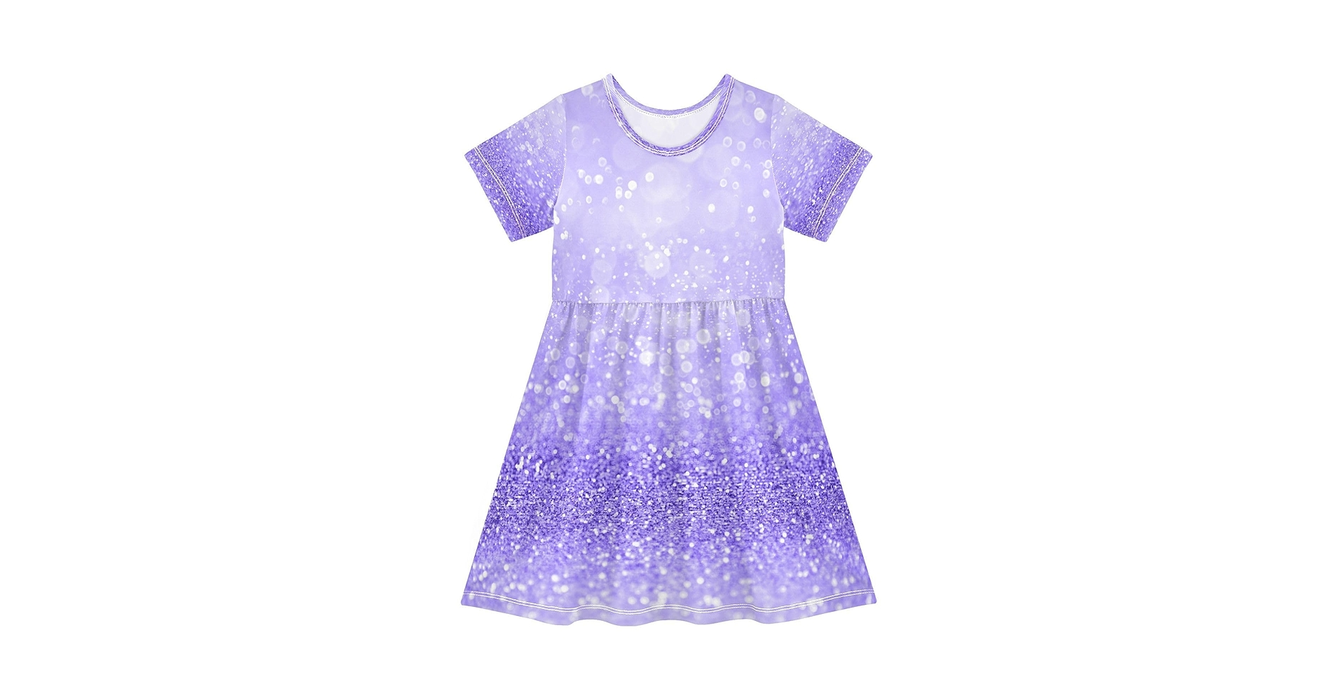 Amazon.com: Lavender Purple Glitter Girls Dress Short Sleeve