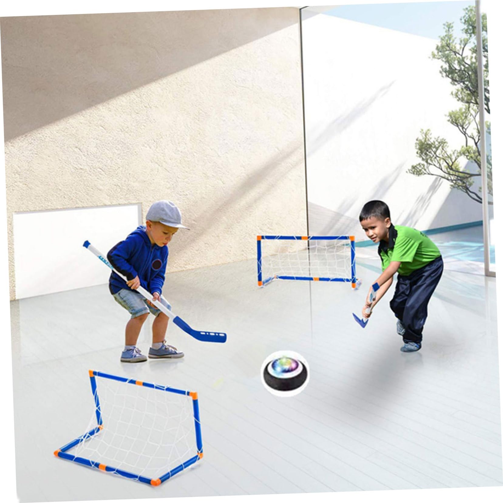 YARNOW Jouet de Hockey sur Glace Électrique Bleu en Plastique