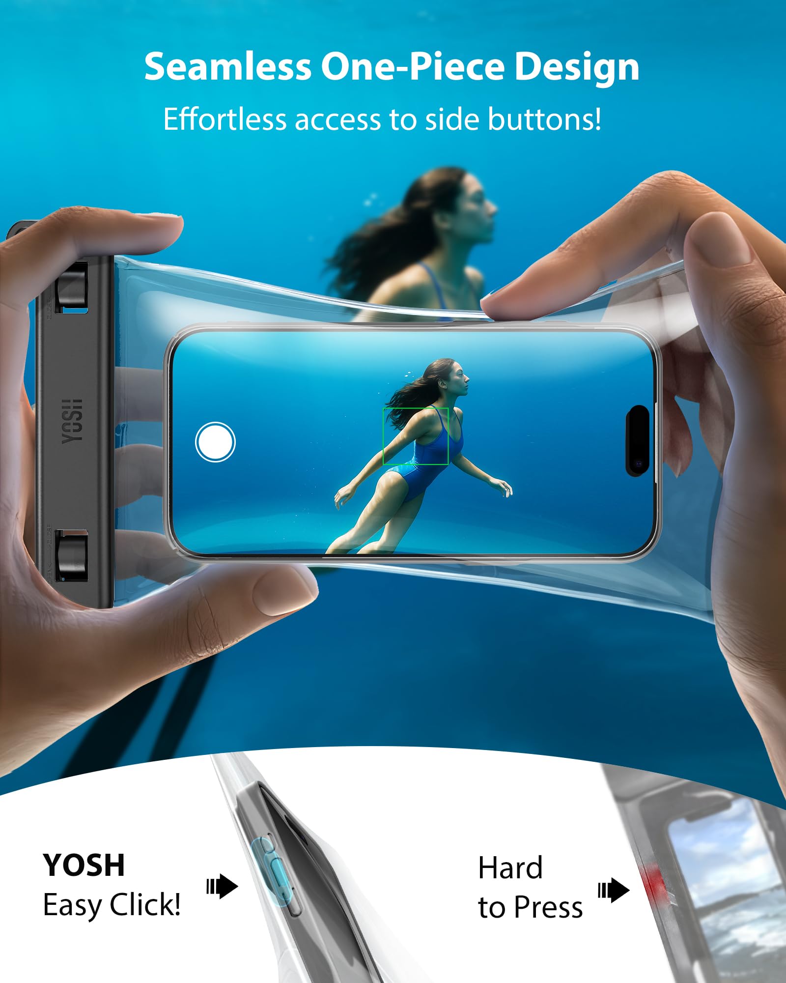 YOSH Galleggiante Custodia Impermeabile Smartphone fino a 7,5" [corpo 3D senza cuciture], 1 Pezzi IPX8 TPU Borsa Impermeabile per iPhone 17 16 15 Pro Max Samsung S26 S25 S24 Ultra Xiaomi etc