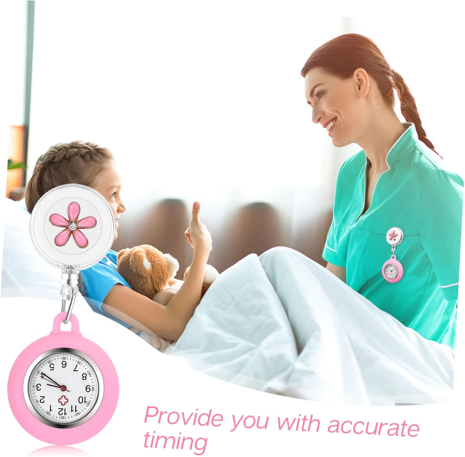 Toyvian Nurse Watch Clip On Retractable Quartz Pocket Watch for Women Nurse Student Clinic Staff