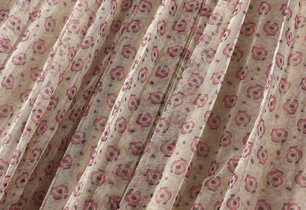 Röcke Damen,Damen Midirock Rosa Druck Elastische Hohe Taille Boho Blumen Plissee Tüllrock A-Linie Swing Geraffte Lagenmode Lange Röcke Für Mädchen Damen,M