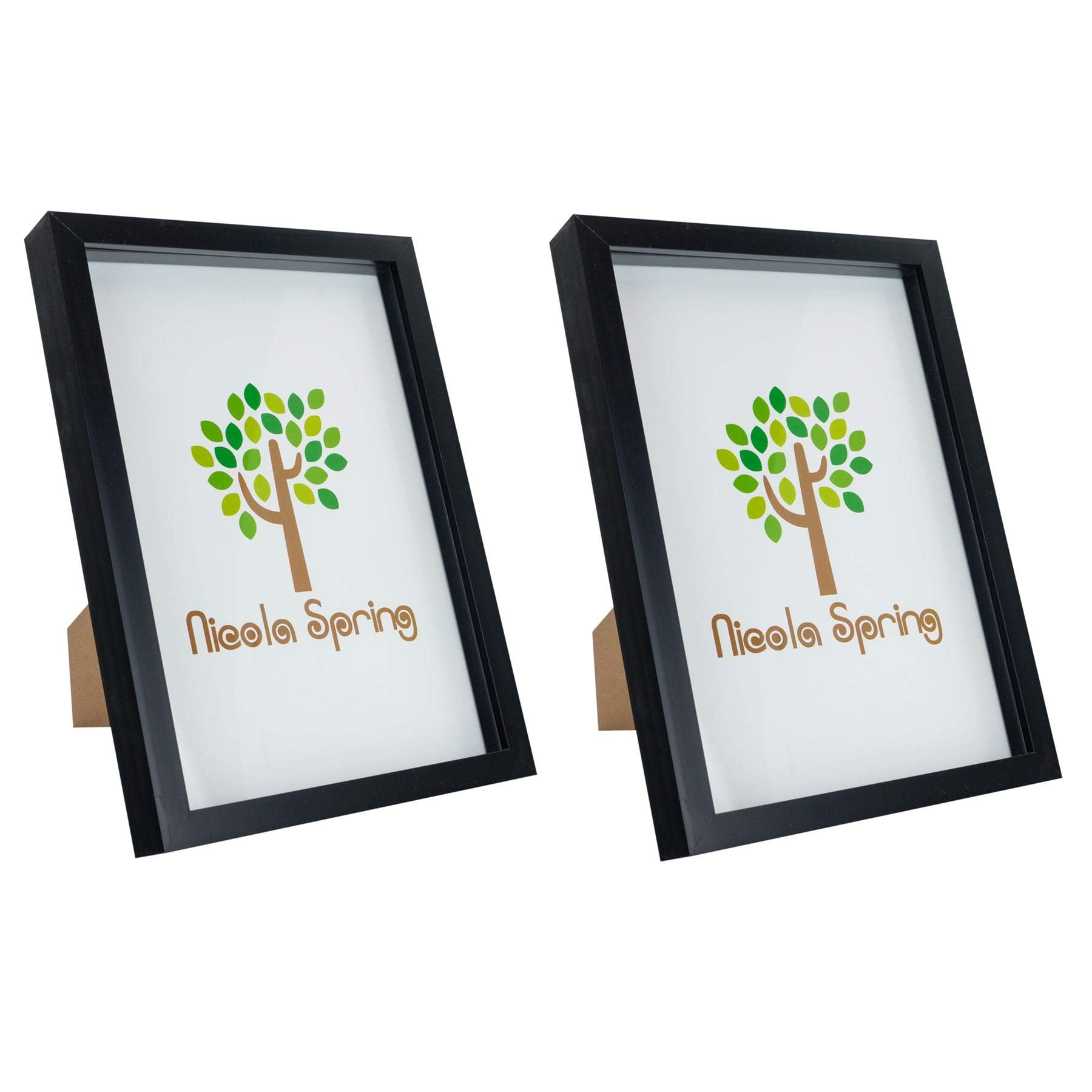 Nicola Spring Black 3D Shadow Box Photo Frames - 8X12 (20X30cm) - Pack Of 2 - 3D Photo Frame Box A4 Picture Frame Box Portrait Display Case For Crafts, Keepsakes, Wedding, Graduation
