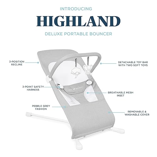 Miniatura 3 de Baby Delight Highland Baby Bouncer  Infantil  0  6 meses  Reclinado de 3 posiciones  Gris guijarro