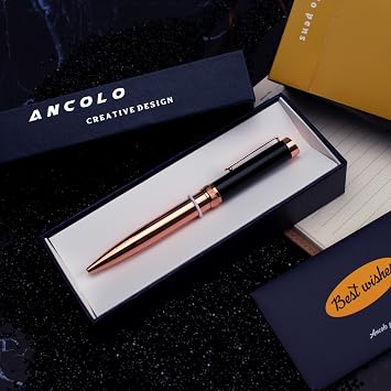 Ancolo Engraved Pen Fancy Business Gift Pen Ballpoint Pen with Gift Box Metal Body - Custom with Name Message on the Pen - Gift Idea for Family Colleague Friends Men and Women