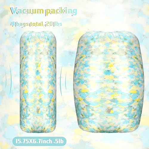 Miniatura 3 de Frienda Paquete de 4 bolsas de puf de 20 libras a granel, relleno de espuma viscoelástica triturada, relleno de animales de peluche para almohada,