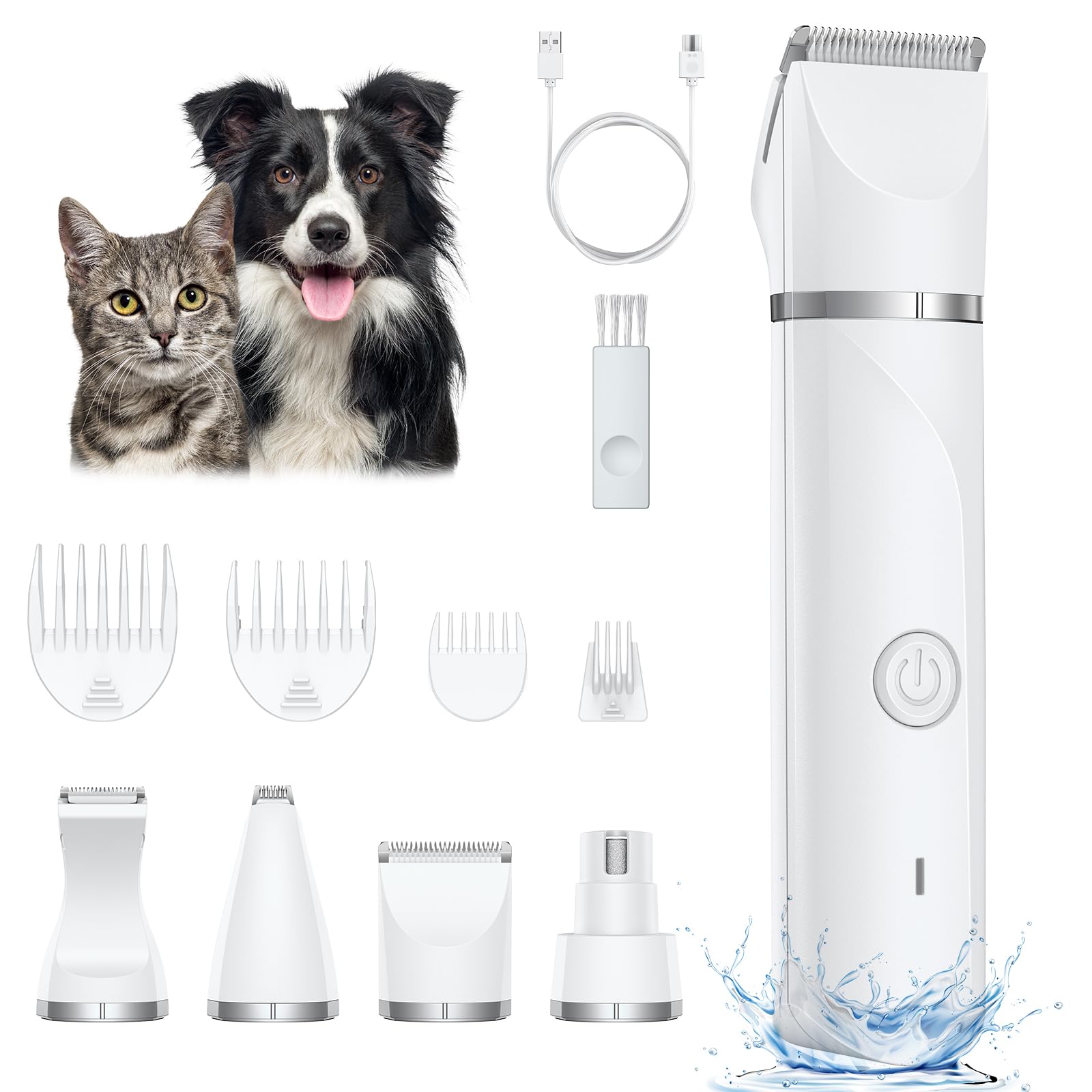 LABIGODog Clippers for Grooming - Low Noise Waterproof Pet Grooming Kit with Dog Paw Trimmer - Rechargeable Cordless Nail Grinder for Dogs Cats Pets, V23