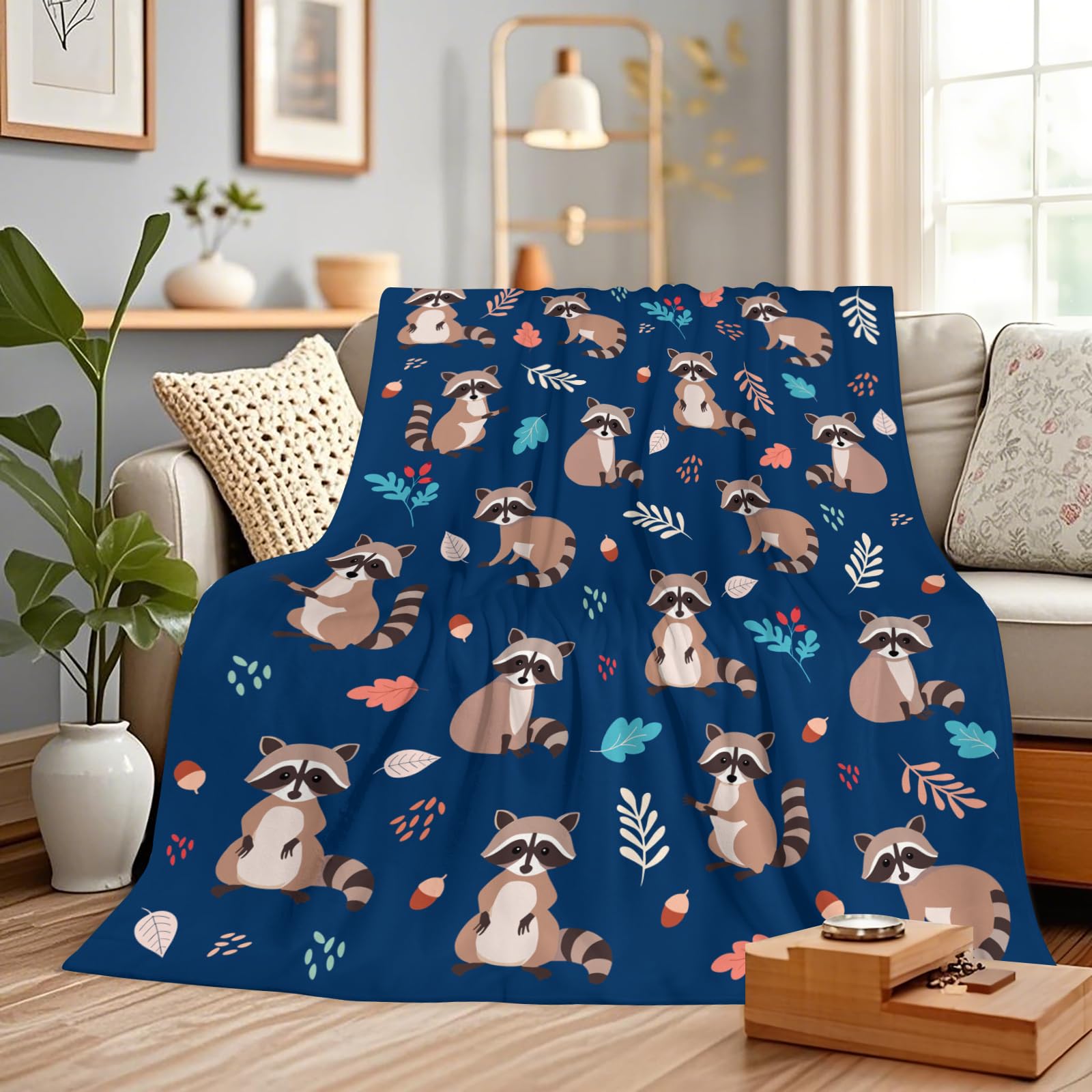 Gelasgo Raccoon Throw Blanket Ultra Soft Flannel Blanket - Image 2