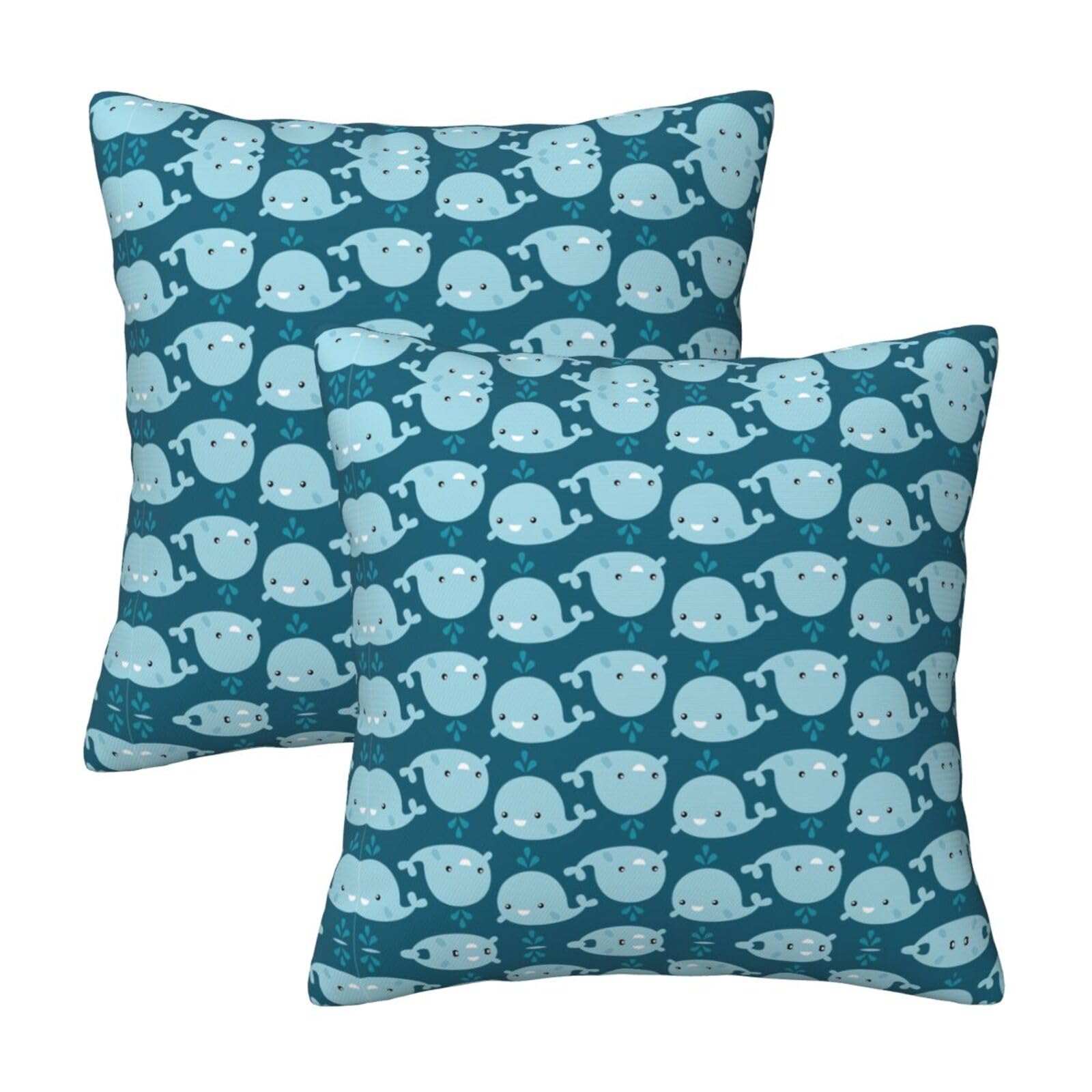 Kfjghhl Cartoon Whales Background Throw Pillow Covers Decorative Farmhouse Couch Pillow Case 4 Sizes Square Cushion Pillcase
