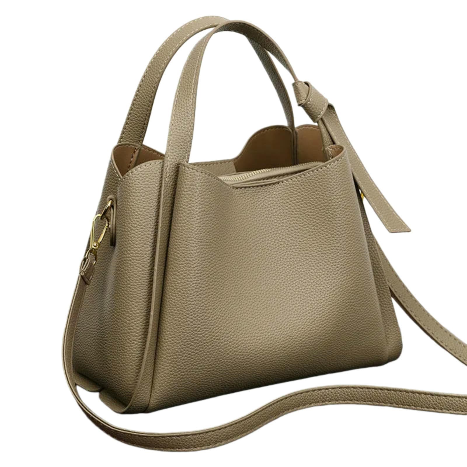 Veslyn Women's Khaki Tote Bag ；Makeup Fashion Spacious Crossbody – Handbag With Detachable Strap, Multi-Functional Purse For Office, Travel & Daily Life