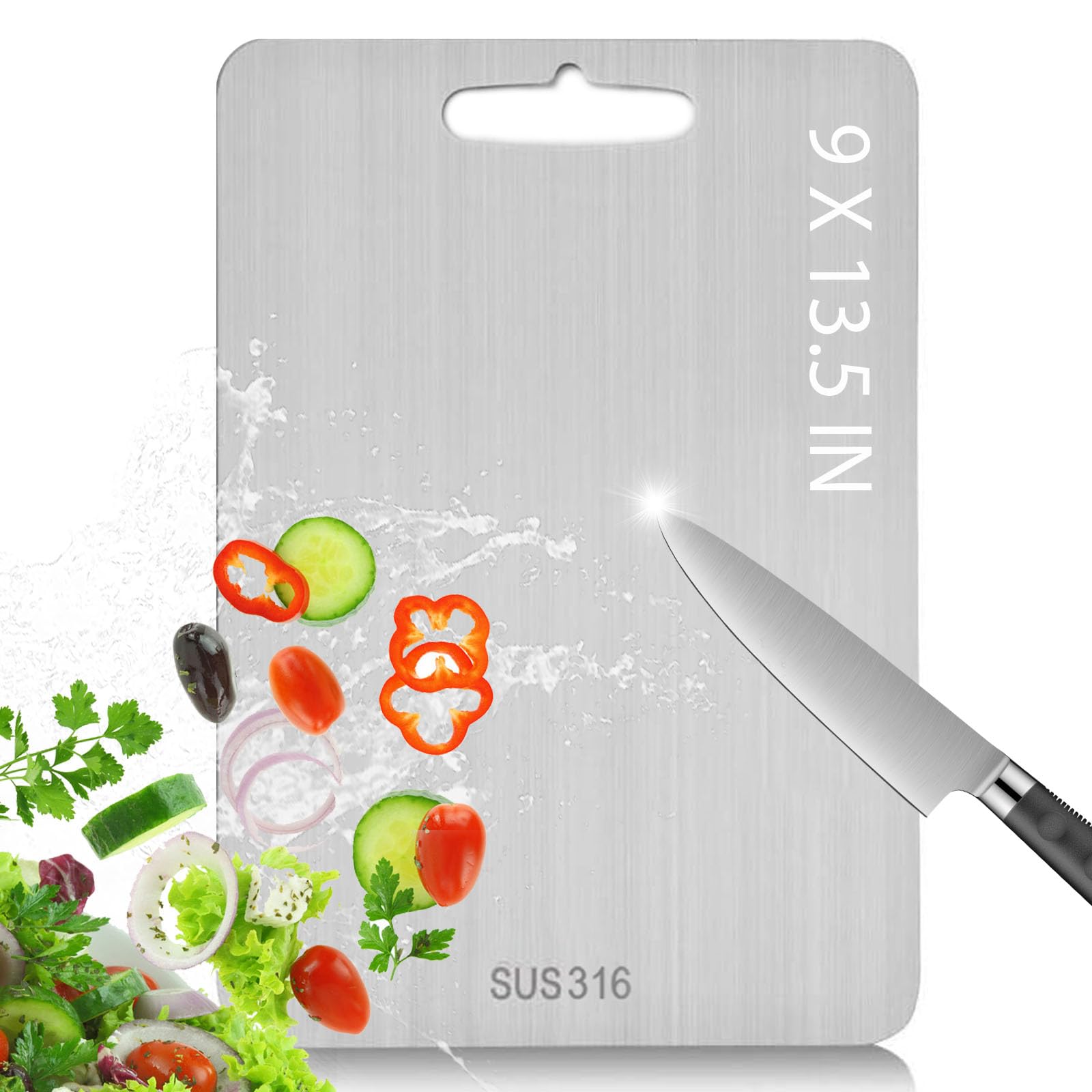 Photo 1 of Stainless Steel Cutting Board for Kitchen, 316 Medical Grade Double Sided Non Toxic & Non Moldy, Dishwasher Safe Best Gift for Home Cooks/Outdoor Camping, Fit Meat/Vegetable/Fruit (1PC-L)