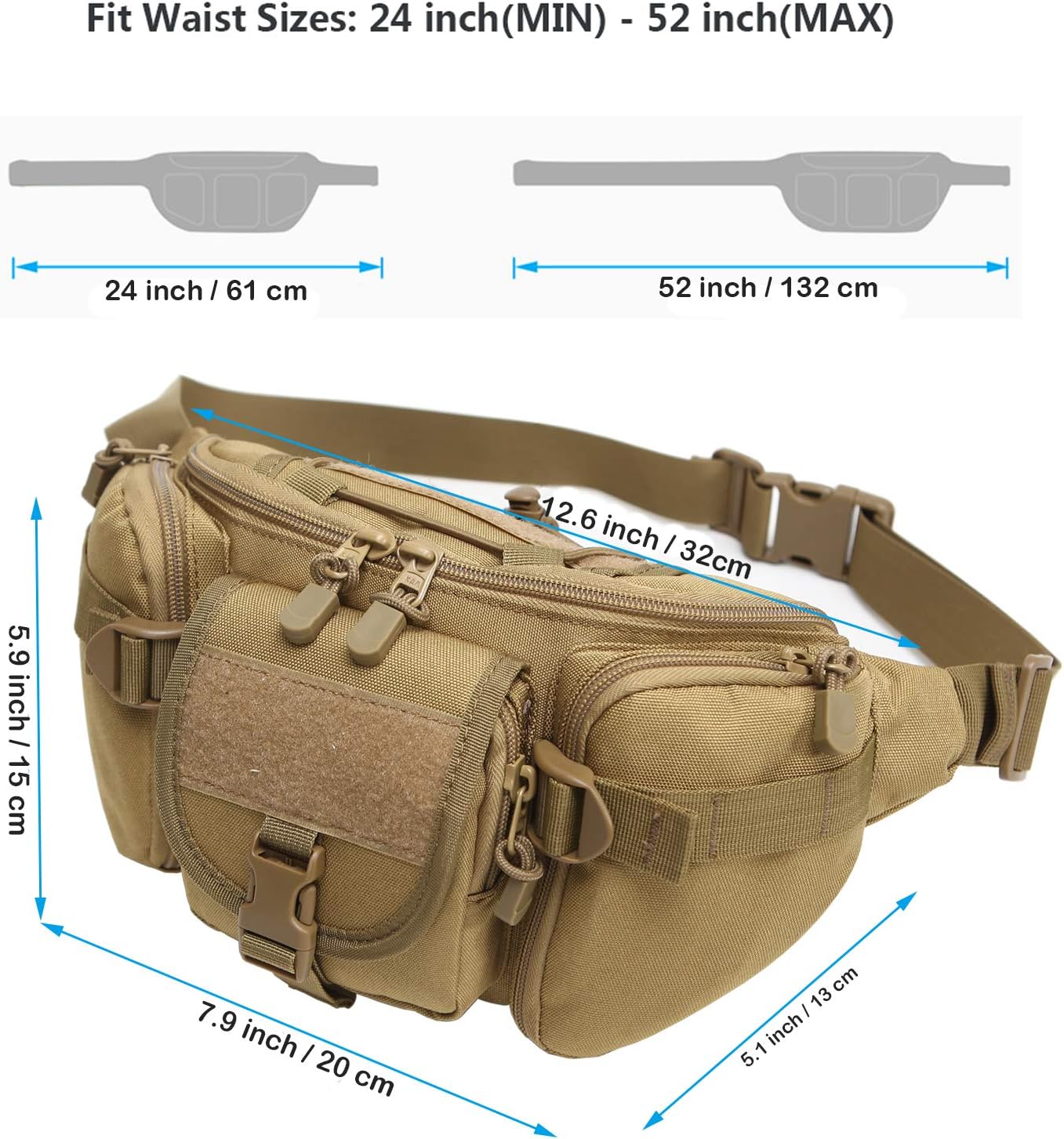 DYJ Utility Multipurpose Molle Tactical Waist Bag, Coyote Brown, Size No Size : Sports & Outdoors