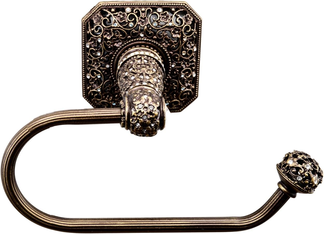 Exclusive Special Carpe Diem Hardware 4057-3 Cab Juliane Grace Tissue Holder Right Made with Swarovski Elements, Antique Brass