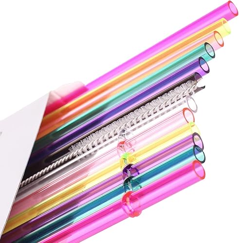 Miniatura 7 de Dakoufish Pajitas de repuesto de Tritan reutilizables de 9 pulgadas de largo para tarros Mason de 12 onzas y 16 onzas, juego de 12 con cepillo de