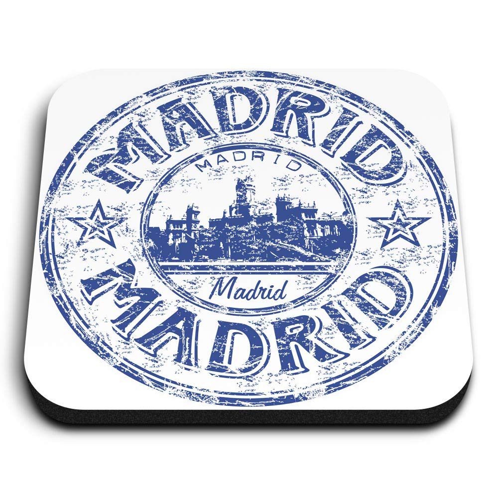 Destination Vinyl Ltd Multicolor 1 X Square Mdf Fridge Magnet - Madrid Spain Espana Travel Stamp 5919