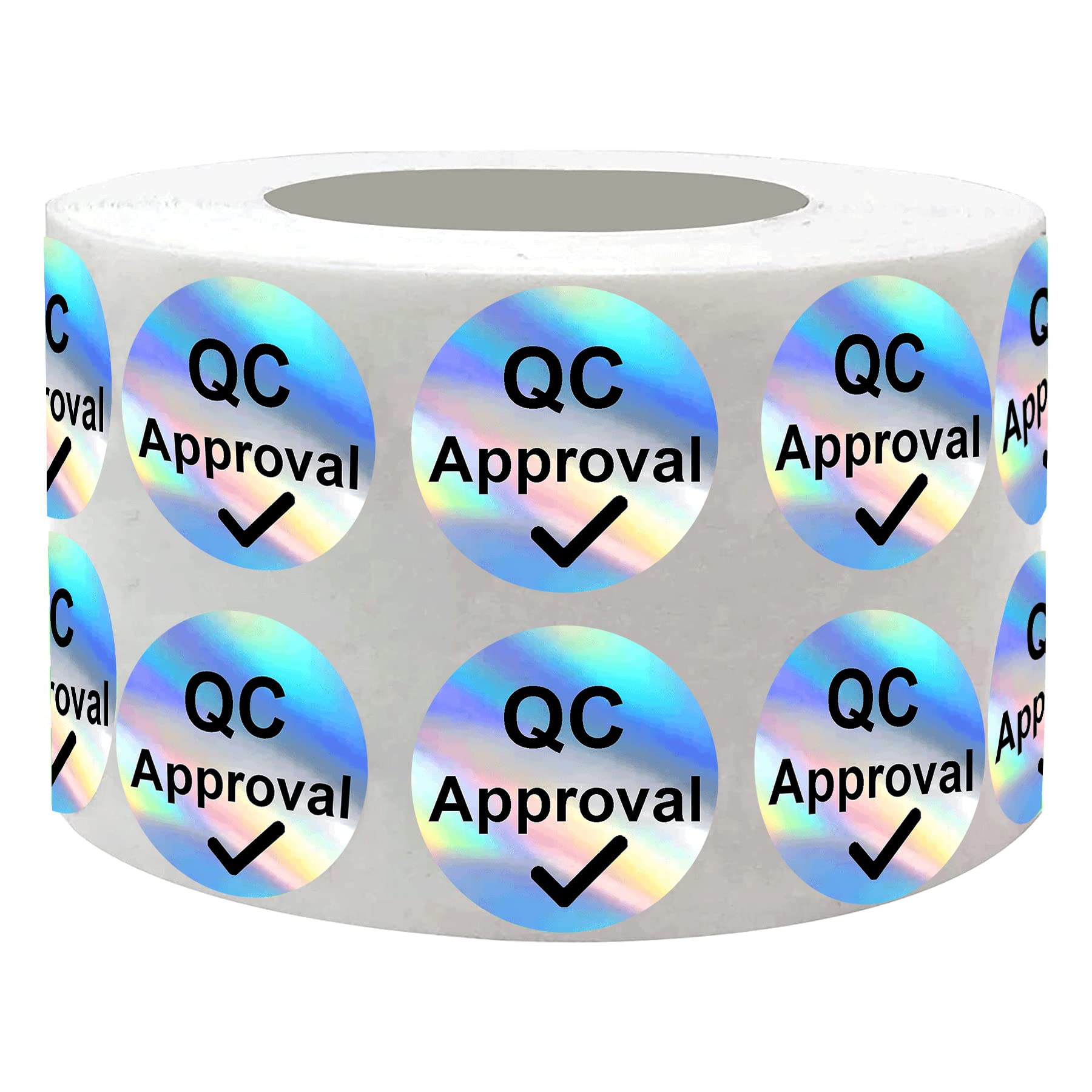 QC Approval Labels Hologram QC Passed Stickers 1 Inch Warehouse Inventory Quality Control Check Tested Pass Approval Stickers 500 Pcs QC Approved Labels (Hologram)