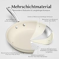 Set de tigăi antiaderente cu înveliș ceramic Redchef 20, 24, 28 cm, pentru inducție și toate tipurile de plite, fără PTFE, PFAS, PFOA, bej 3