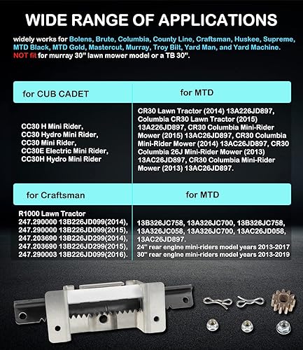 Miniatura 2 de 753-11064B CR12 Kit de servicio de dirección para cortacésped Kit de estante de dirección para Cub Cadet CC30 CC30H CC30E Hydro Mini RidersMTD