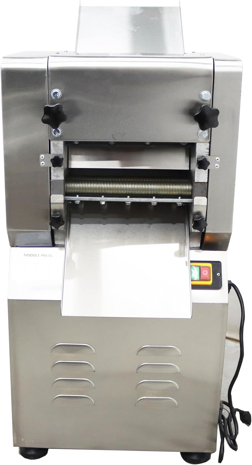 TECHTONGDA Electric Noodle Making Dough Roller Pasta Dumpling Skin Maker Noodle Cutting Machine 2.2KW 9.4inch Roller With 1.5mm and 3mm round cutter head