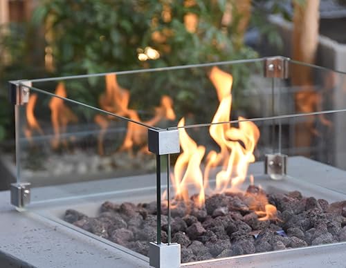 Miniatura 2 de Elementi Manhattan - Juego de hogueras para exteriores, incluye mesa de hormigón de propano de 36 pulgadas, parabrisas de vidrio, cubierta de acero