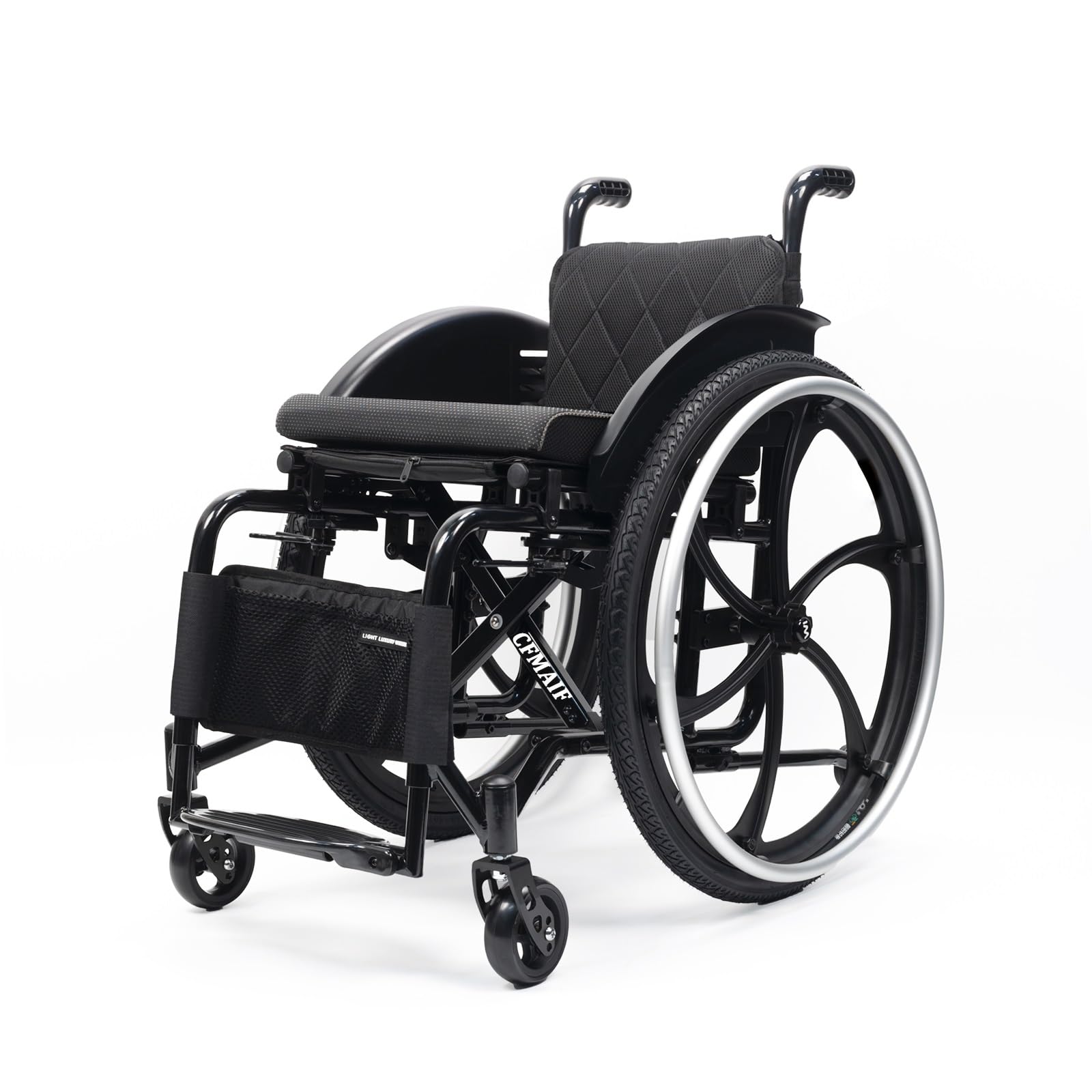 Silla de ruedas manual, Plegable, ultraligera, Aluminio, Autopropulsable,para minusválidos,Reposapiés abatibles,Frenos de mano(Daily,38cm/14.9in Seat)
