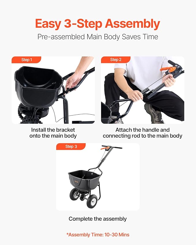 VEVOR Esparcidor de Empuje 60LBS, Neumáticos 8in, para Semillas y Fertilizante miniatura 5