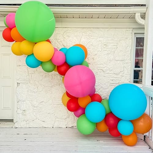 LyzzGlobo Kit de arco de guirnalda de globos de arco iris, 127 unidades, 12 tipos de colores surtidos para fiesta de cumpleaños, revelación de