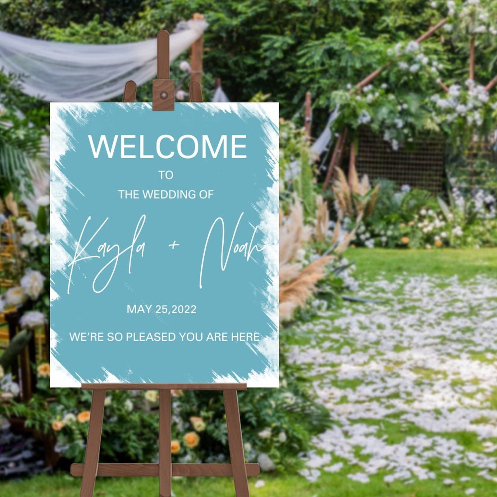 Panneau Welcome to The Wedding of avec calligraphie raffinée pour décoration haut de gamme