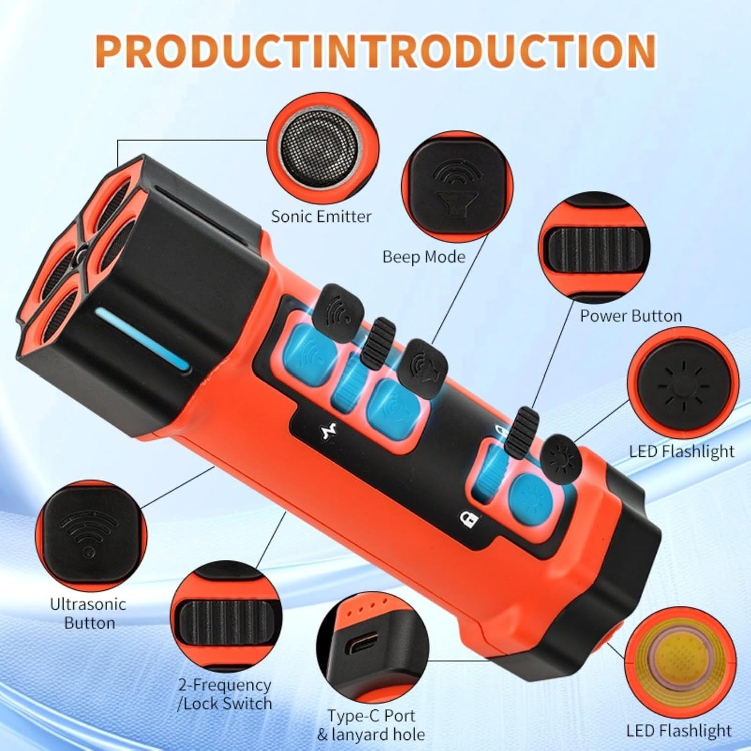 Ultrasonic Dog Bark Deterrent, 35ft Range Control, Rechargeable & Portable Anti Barking Device with Flashlight, for Outdoor, Yard, Neighbors Dog