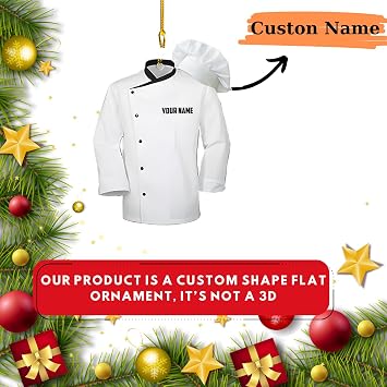 Personalized Christmas Chef 2D Acrylic Wood Ornament, Custom Chef Gifts, Kitchen Ornaments, Baking Ornament Baker Ornaments, Gifts for Christmas Tree 2024 (Chef 1)