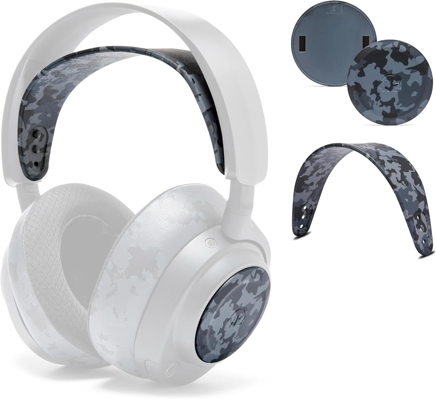 WC Arctis Nova Accessory Bundle Pack - Silicone Headband and Side Speaker Plate Upgrade for Arctis Nova Headsets by Wicked Cushions | Black Camo