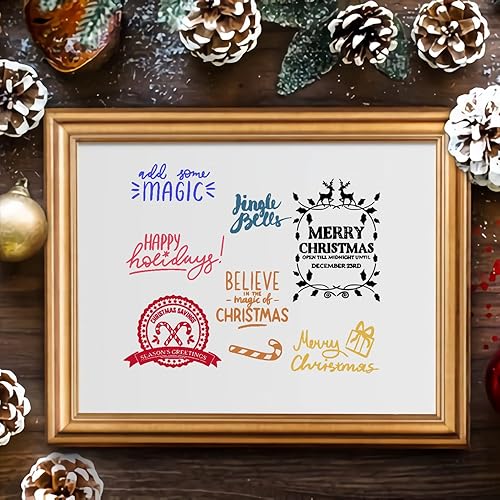 Miniatura 9 de Sellos de goma transparente con palabras de Feliz Navidad para hacer tarjetas y diarios, carteles de alce de Navidad, sellos de goma, sellos de copo