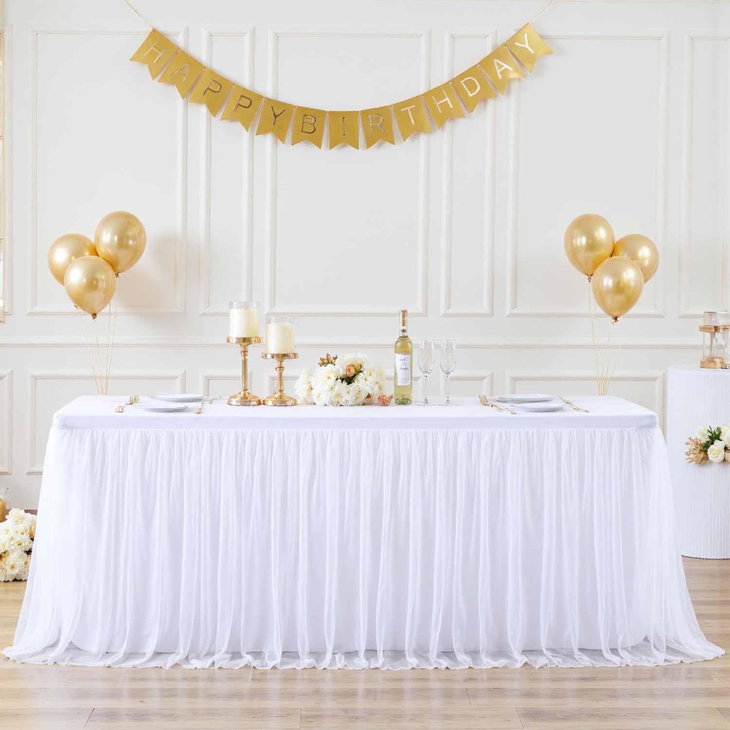 6 Pack 6ft White Table Cloths Rectangle Tulle Tablecloth Fitted White Tablecloths for 6 foot Rectangle Tables Stretch Spandex Table Cover for Parties Wedding Birthday Events Banquet Desk Table Skirt