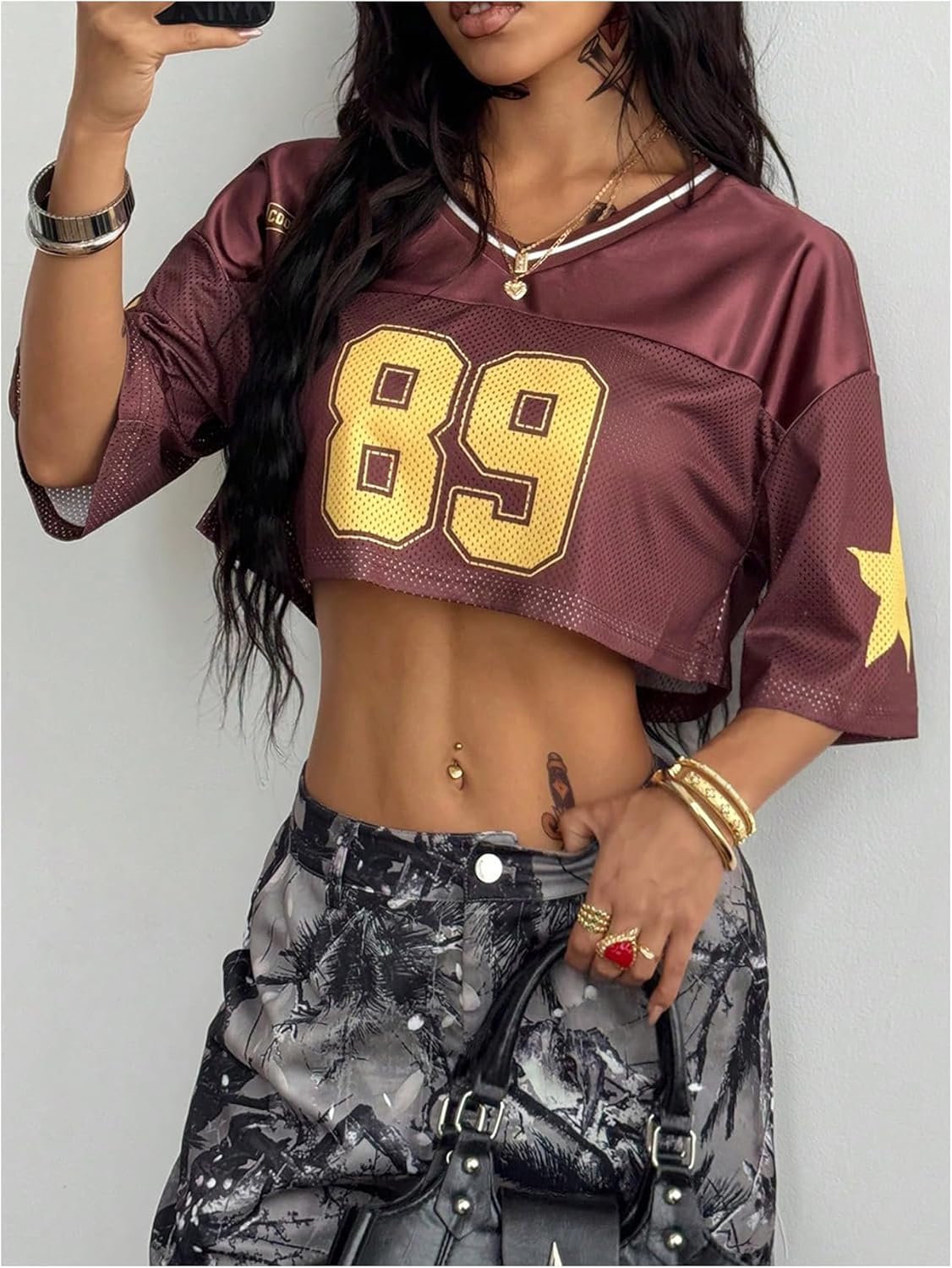 Verdusa Jersey Shirts for Women Y2K Number Graphic Crop Tops Half Sleeve Summer Tees - Image 5