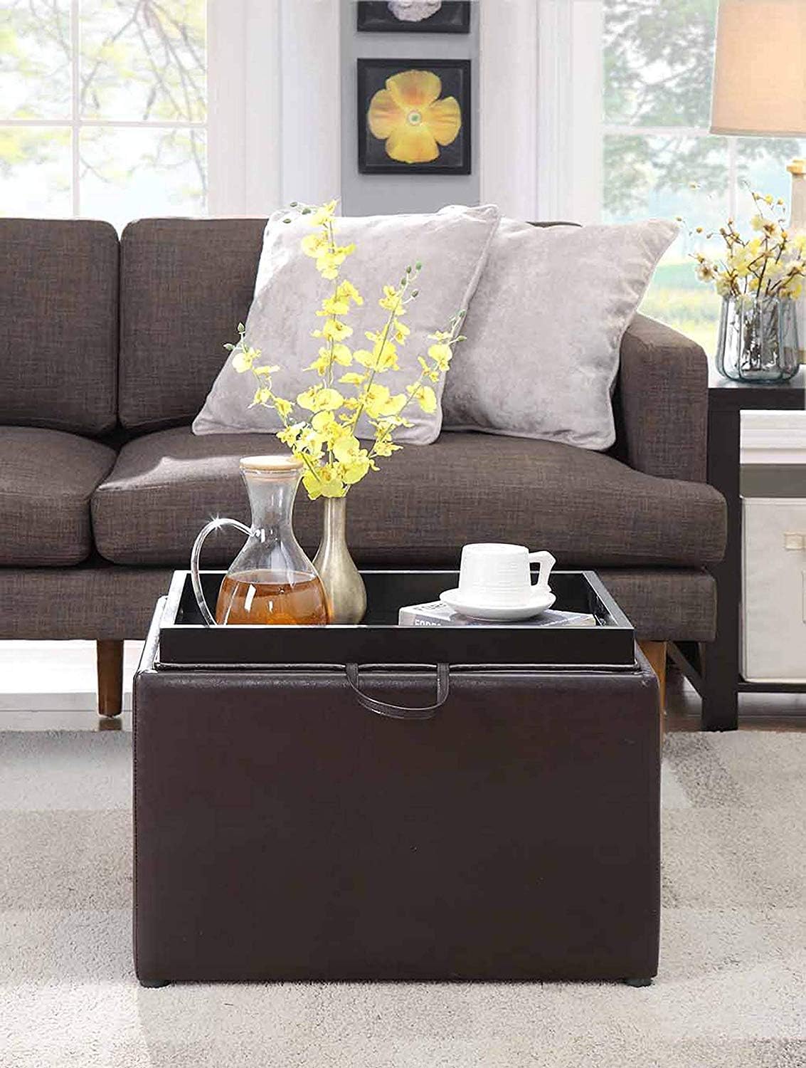 Convenience Concepts Designs4Comfort Accent Storage Ottoman, Espresso : Home & Kitchen