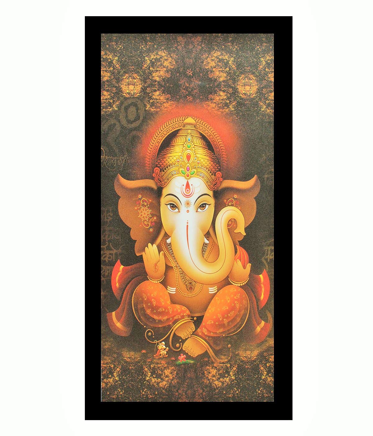 Elegant Sparkle Print Ganesh-ji For Wall Decor Sticker Poster Without Frame Multicoloer (Vinyl 20 X 40 Inches)