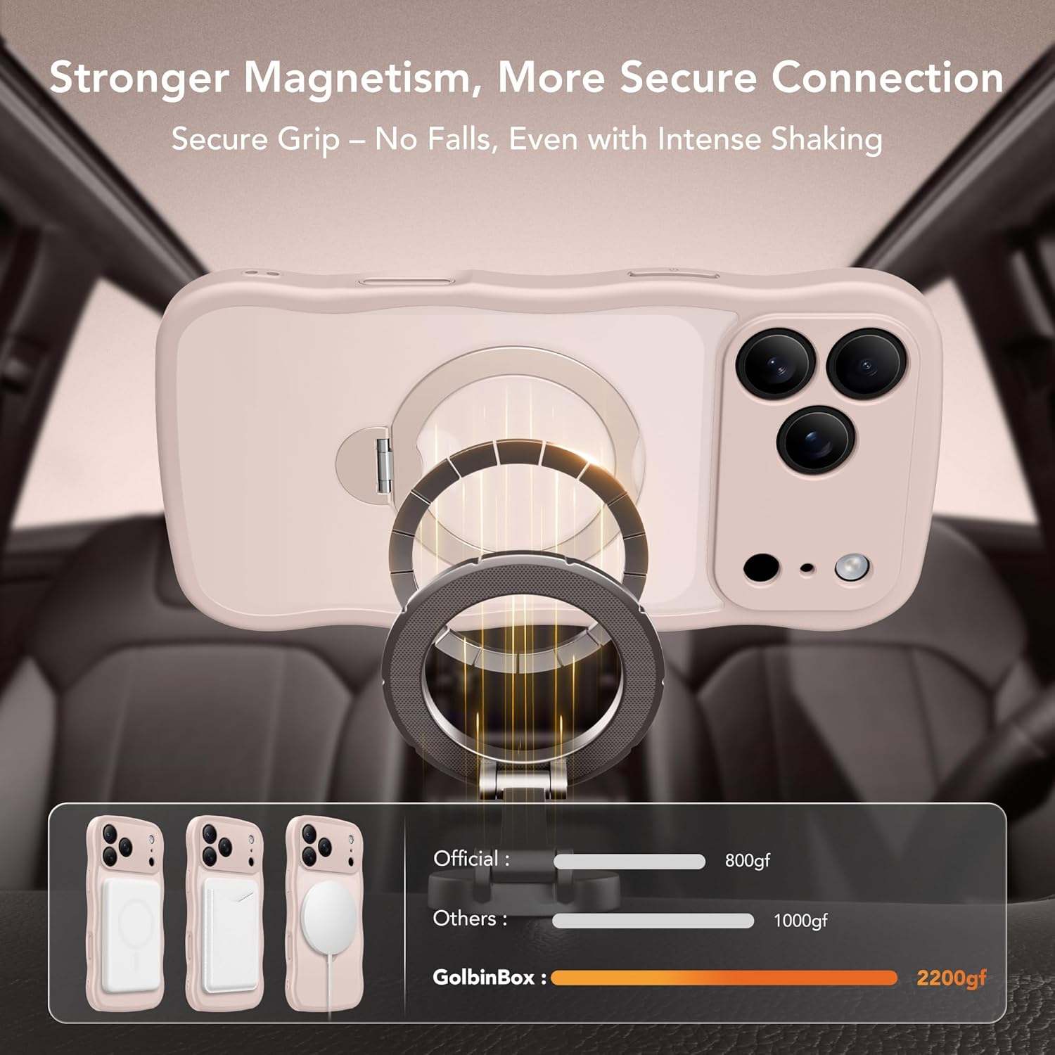 for iPhone 17 Pro Max Case for Women,[Compatible with Magsafe][360° Spin Magnetic Stand][Cute Wave Edge][Military-Grade Protection]Translucent Matte Phone Case for iPhone 17 Pro Max,Rose Gold