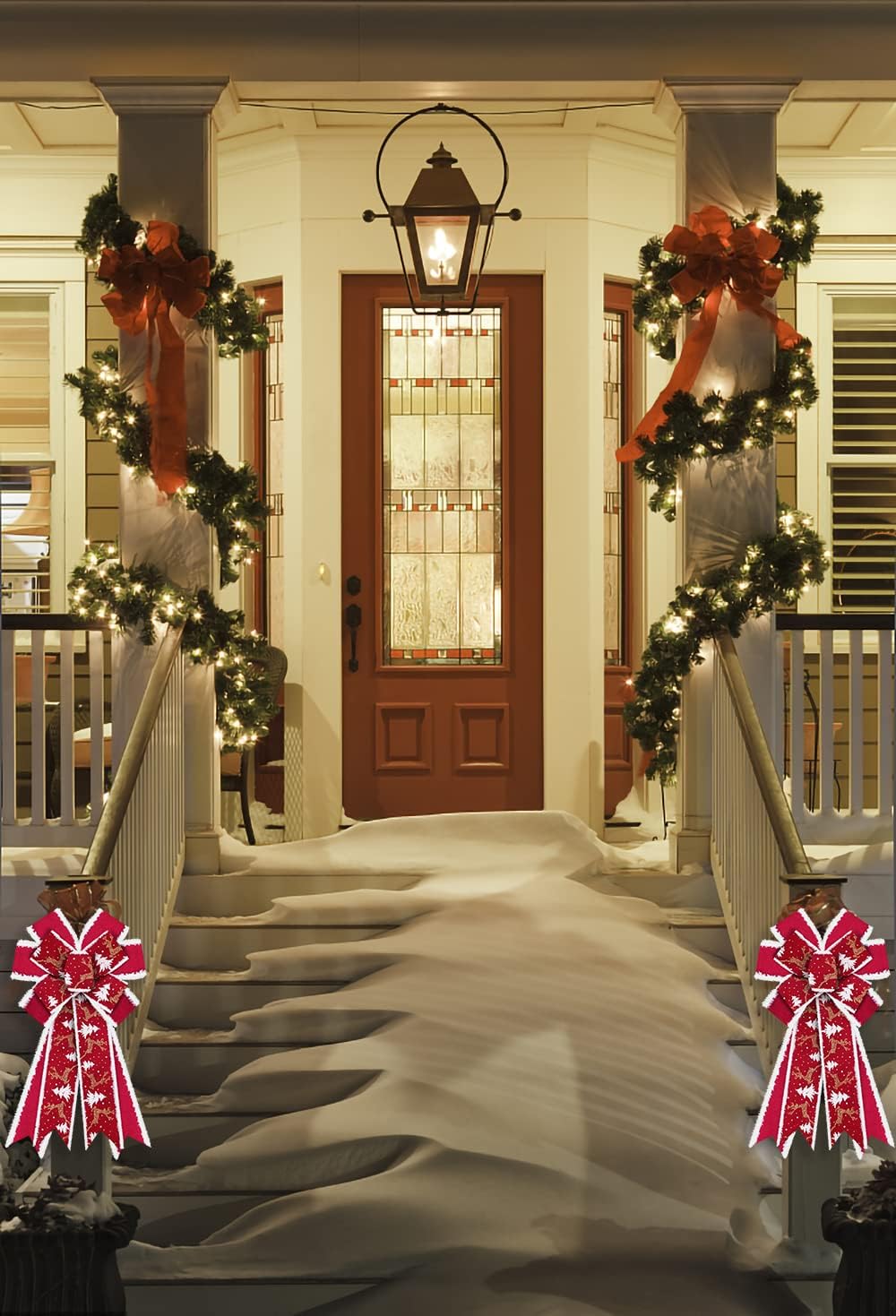 Hying Large Red Velvet Wreath Bows for Xmas Decor - Glitter Christmas Tree Winter Red Bow for Front Door Indoor Outdoor Wall Tree Topper Decoration Supplies Christmas Ornament - Image 6