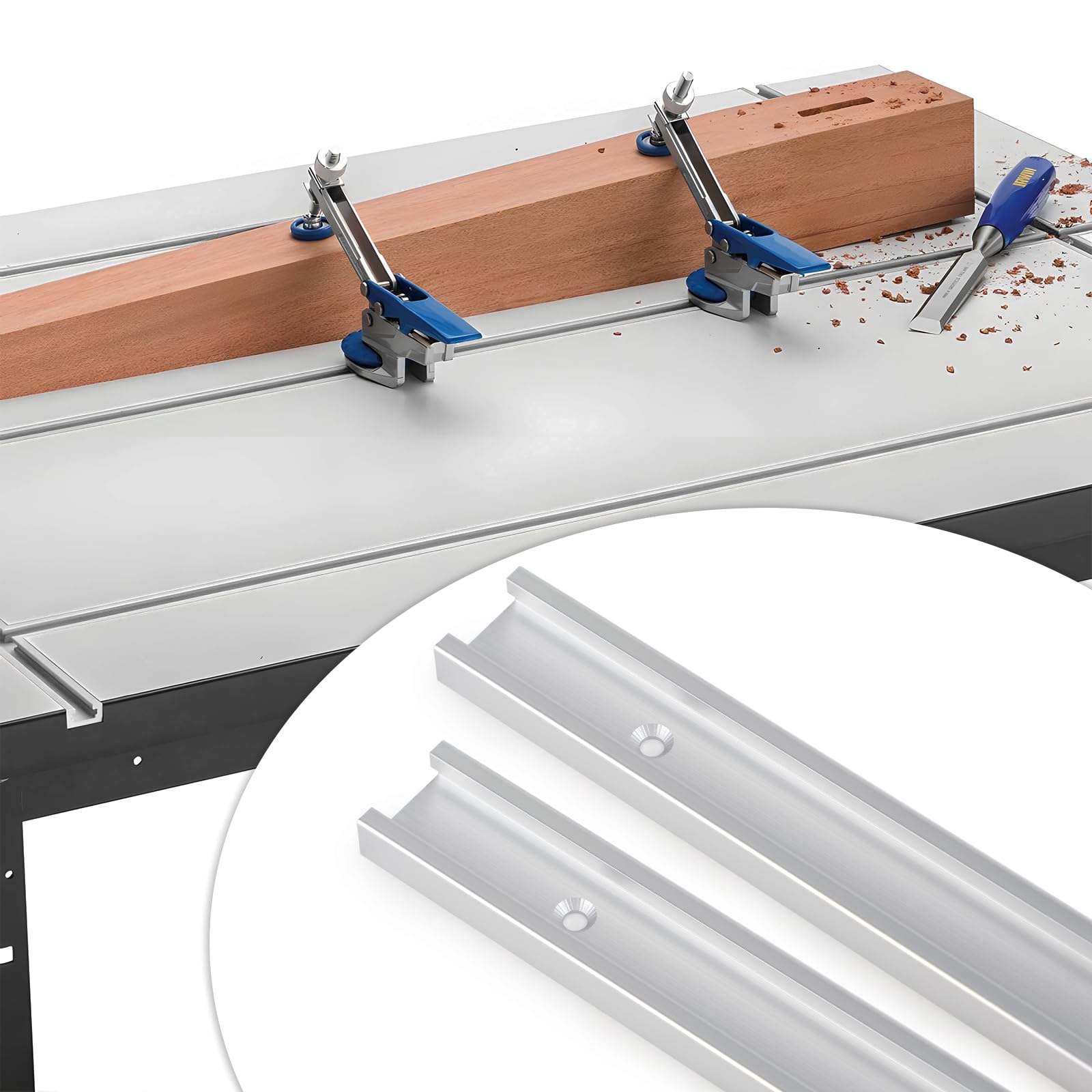 DBREAKS 4pcs T-Track, 400mm T Track Rail en Aluminium, T-Slot pour les Routeurs Fixes de Table de Table du Bois Planches de Plume, avec 6 vis autotaraudeuses(30mm)