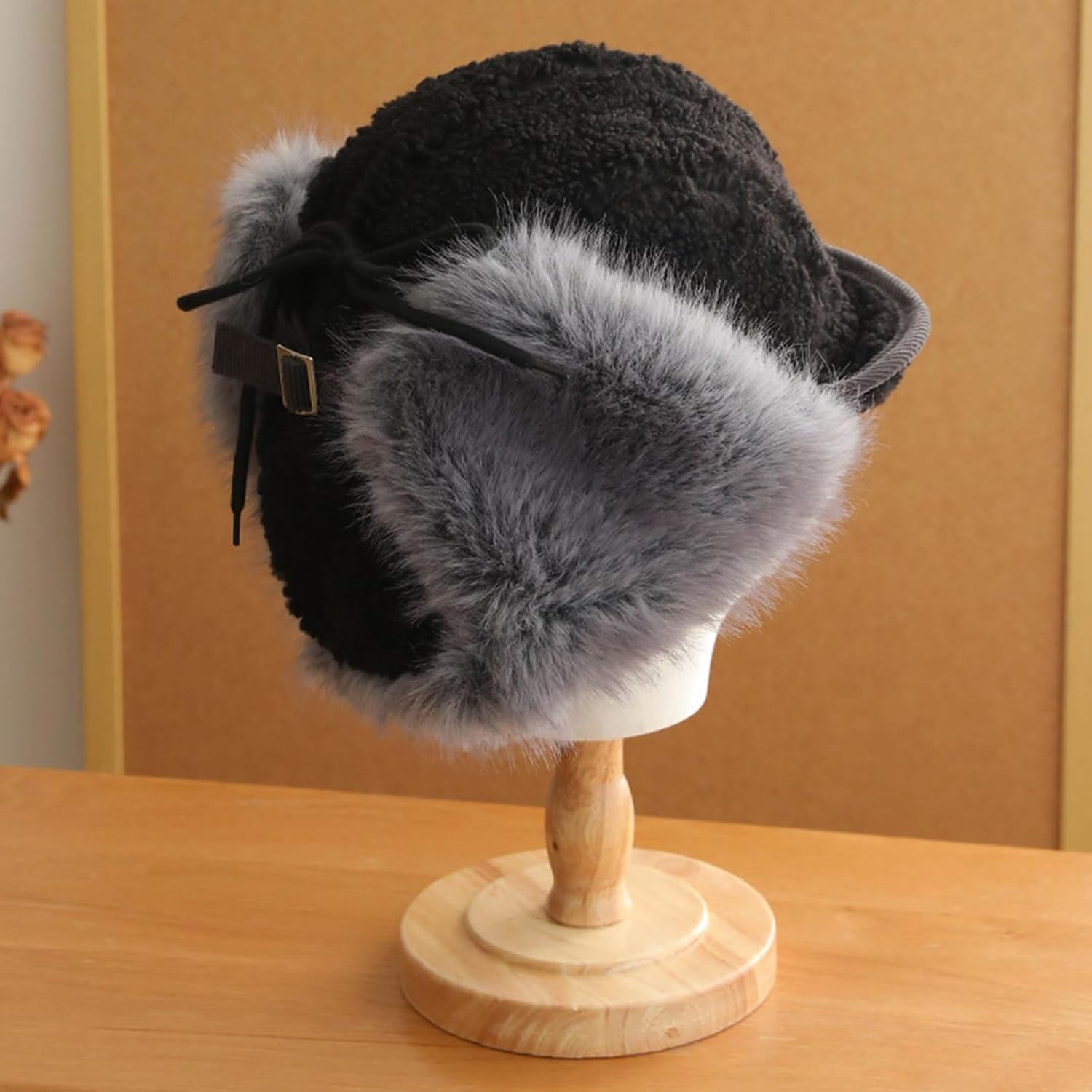 Fleece Trapper Hats for Women Girls Warm Faux Fur Ear Flap Quilted Lined Windproof Outdoor Ski Hunting Cap
