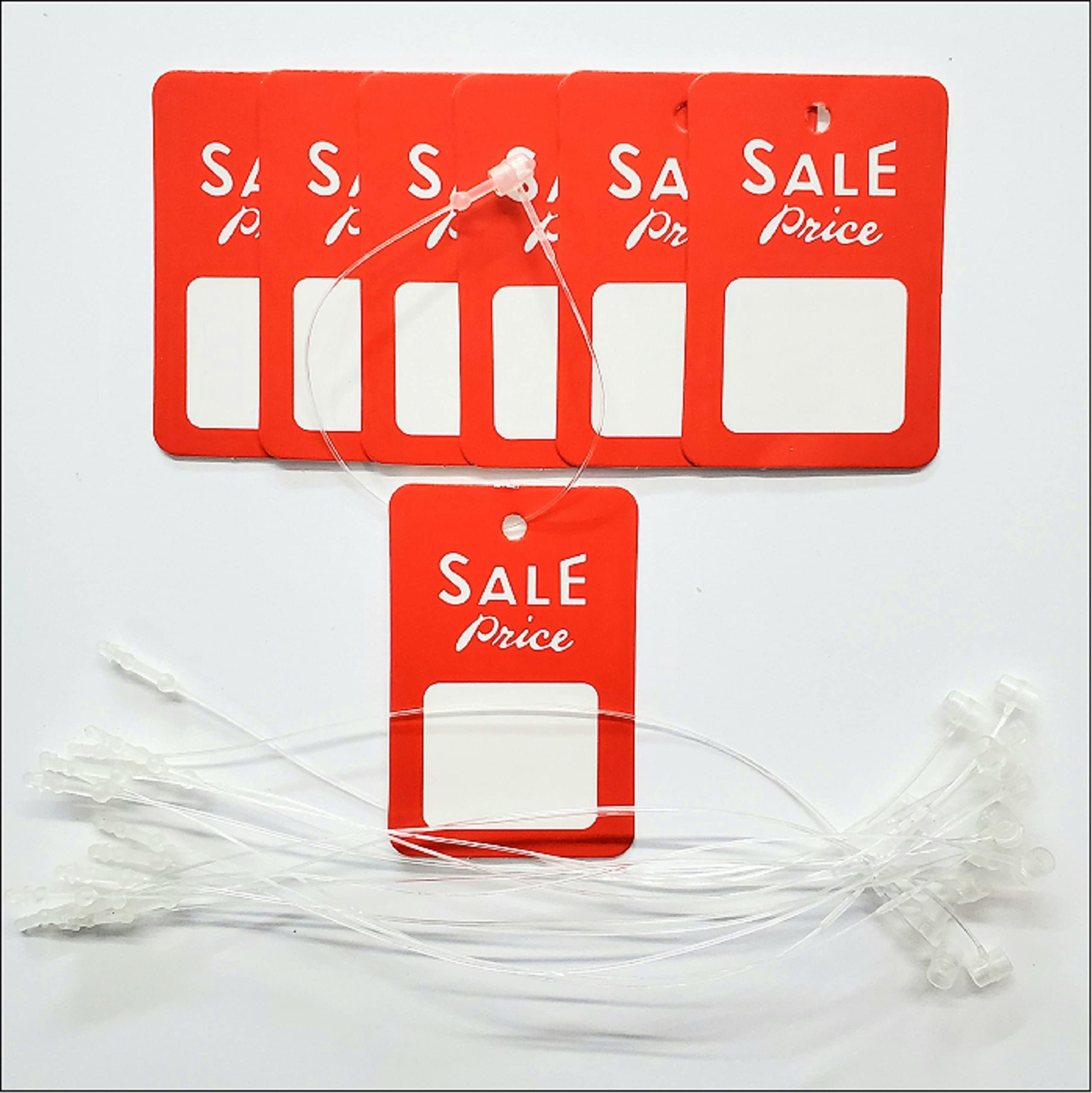 "Sale Price" Large Printed Garment Price Paper Tag Labels (1000 Pcs with White Loop Pins)