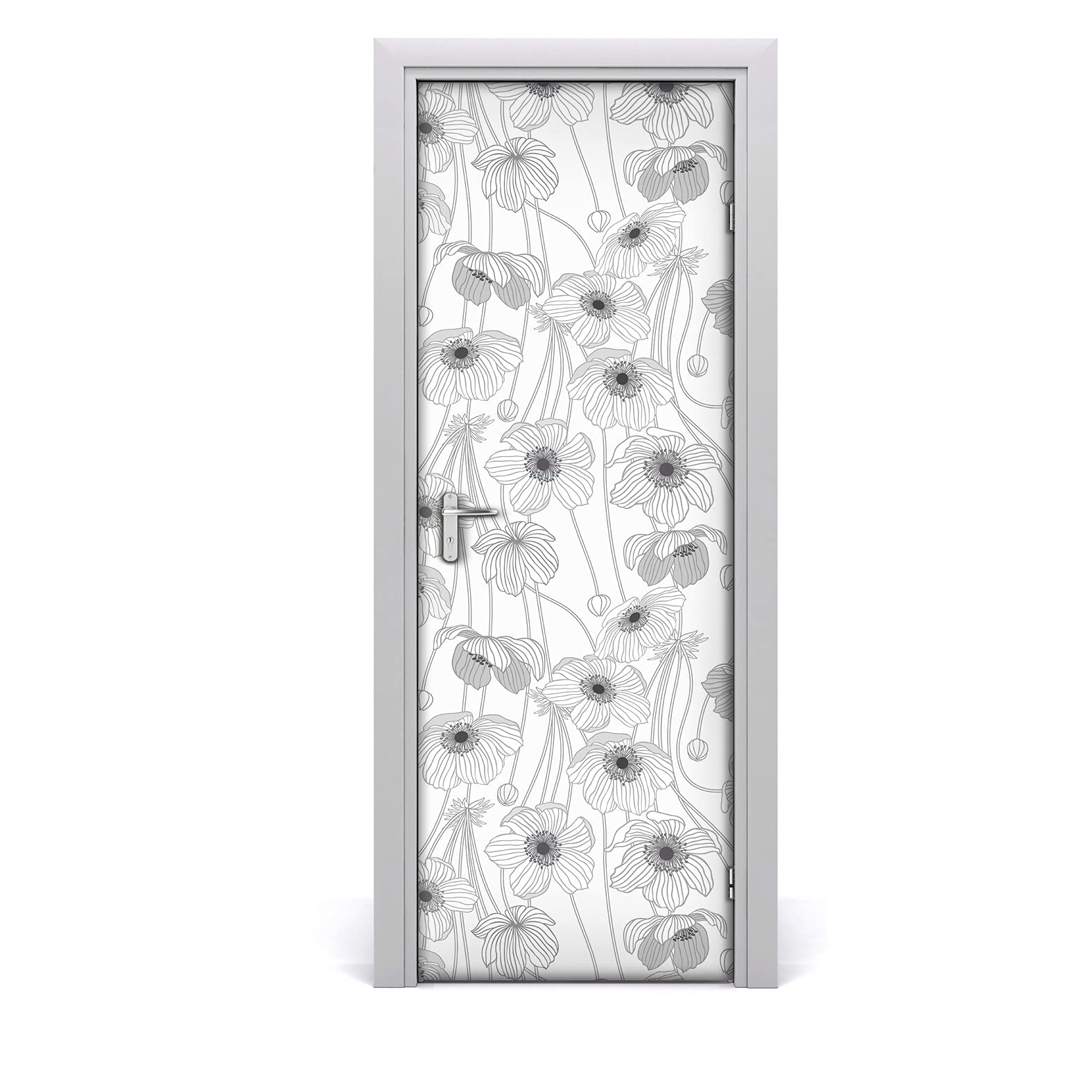 Autocollant de porte coquelicots 85x200cm poster de porte trompe l'œil