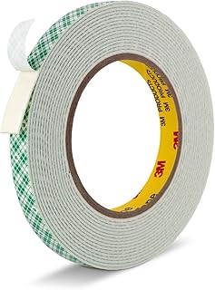 Double Sided Tape Off White Foam Tape 1/2" x 18Ft Made of 3M 4032 High Shear Adhesive Mounting Tape High Temperature Resistance for Interior Exterior Mounting Applications and Home Office Deco